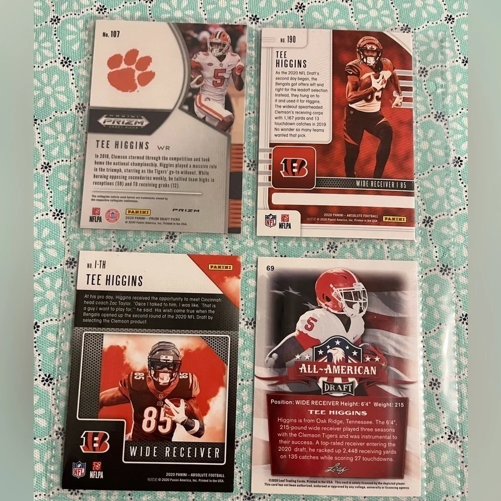 🏈 Tee Higgins, 4 NFL Football Sports Trading Cards